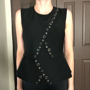 BCBG black grommet top